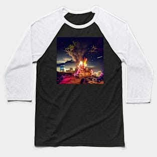 Dark Post- Apocalyptic Wonderland in a Fire Baseball T-Shirt